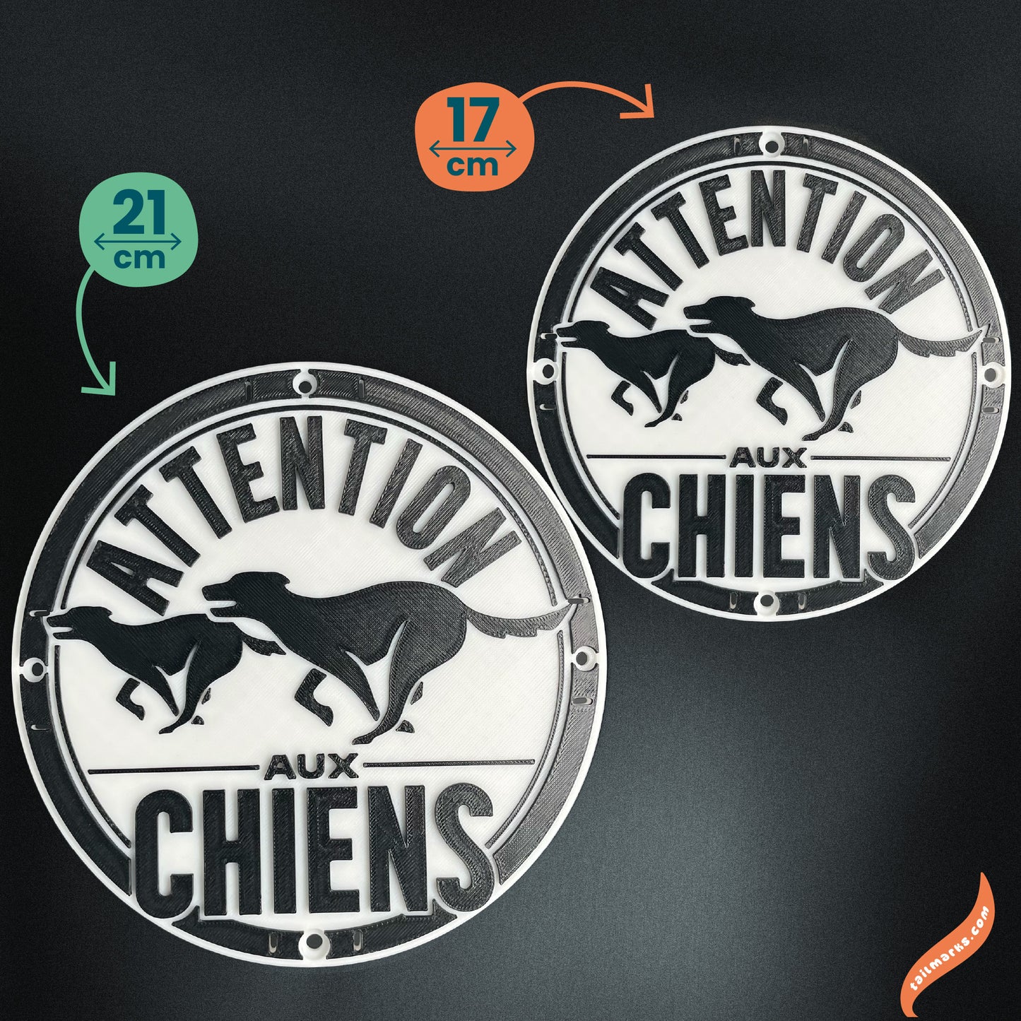 3D "Attention aux chiens" Sign in french — Outdoor use