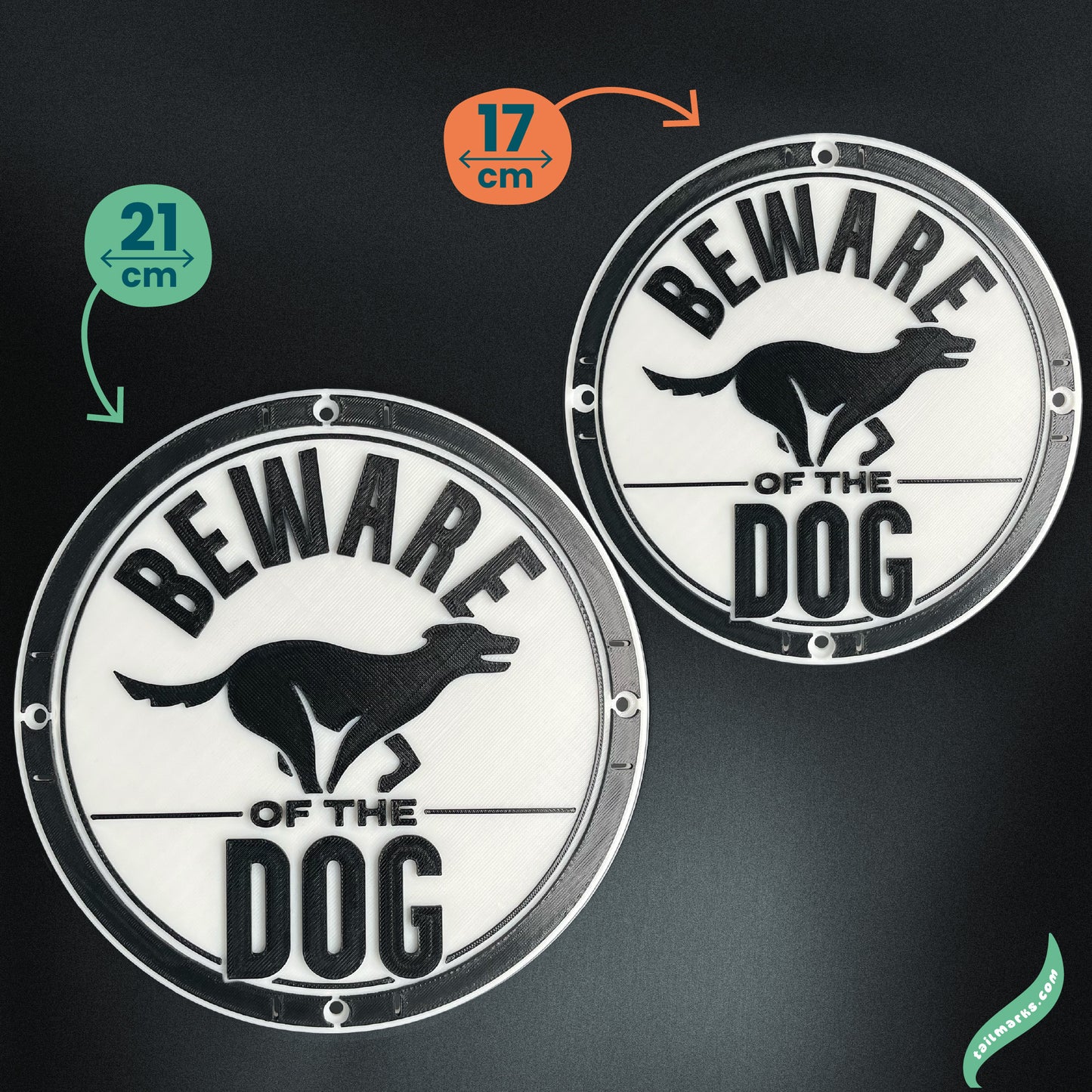 3D "Beware of the Dog" Sign in english — Outdoor use