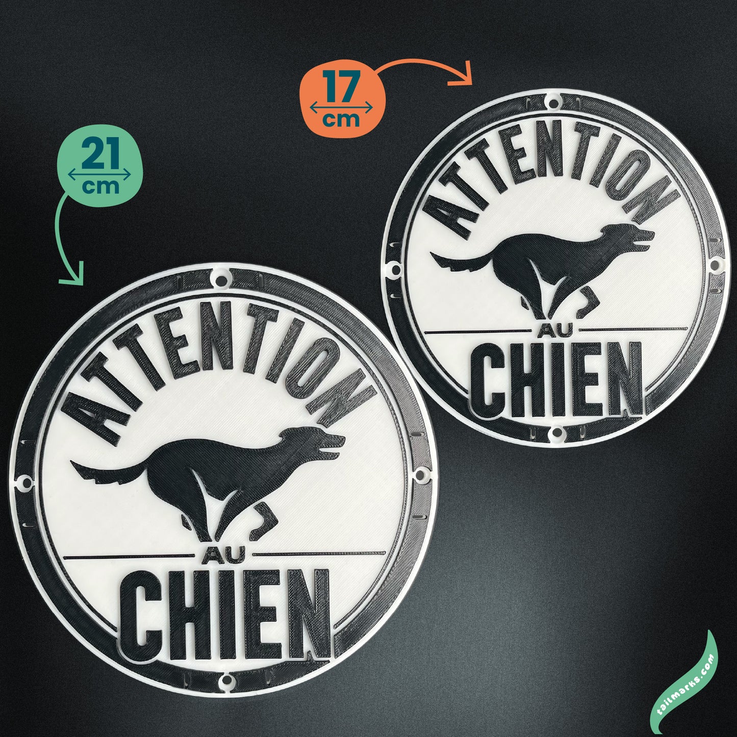 3D "Attention au chien" Sign in french — Outdoor use