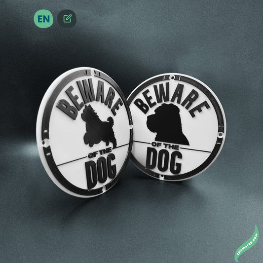 Personalised "Beware of the Dog" Sign in english — Outdoor ready