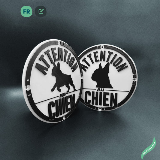 Personalised "Attention au chien" Sign in french — Outdoor ready