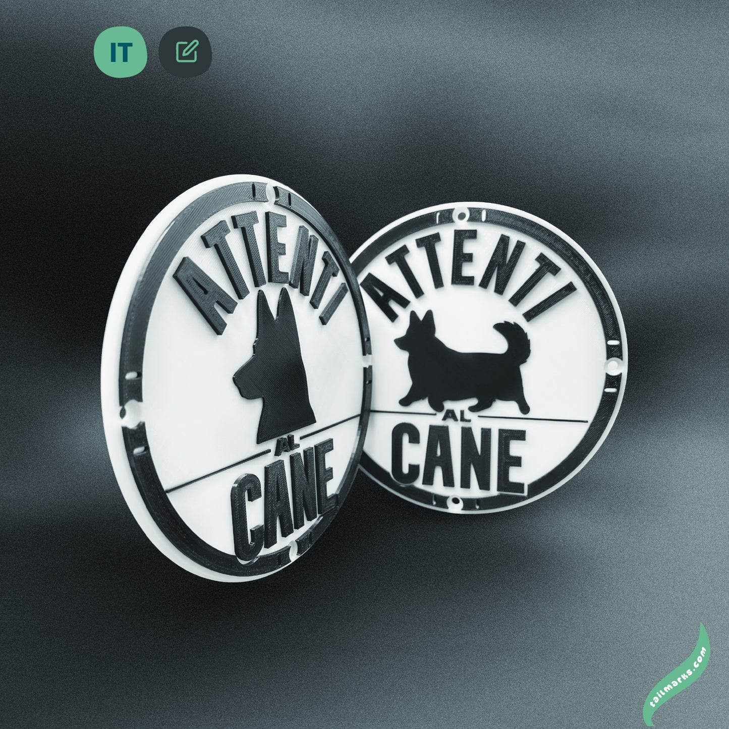 Personalised "Attenti al Cane" Sign in italian — Outdoor ready