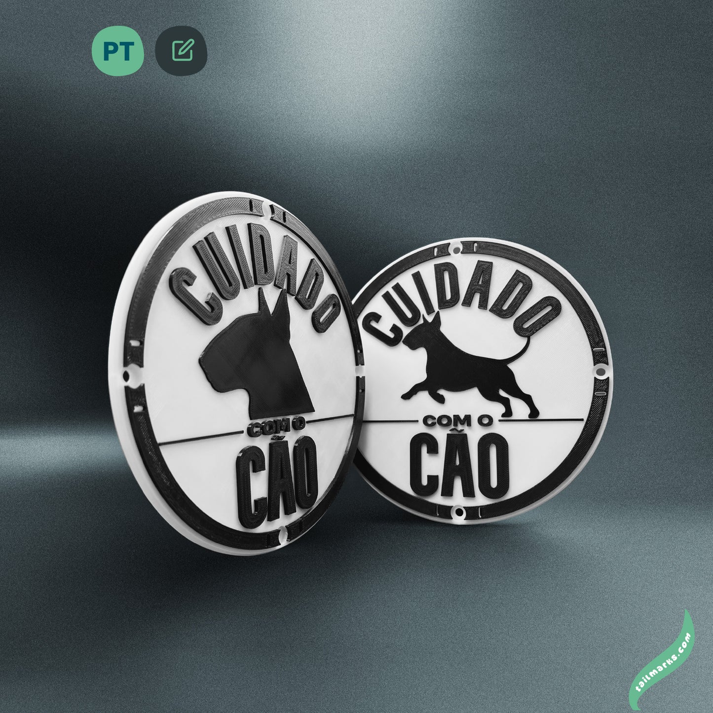 Personalised "Cuidado com o Cão" Sign in portuguese — Outdoor ready