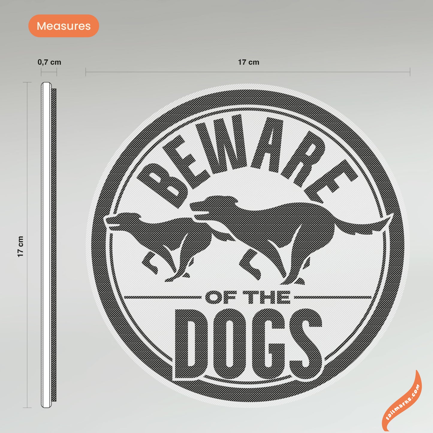 3D "Beware of the Dogs" Sign in english — Outdoor use