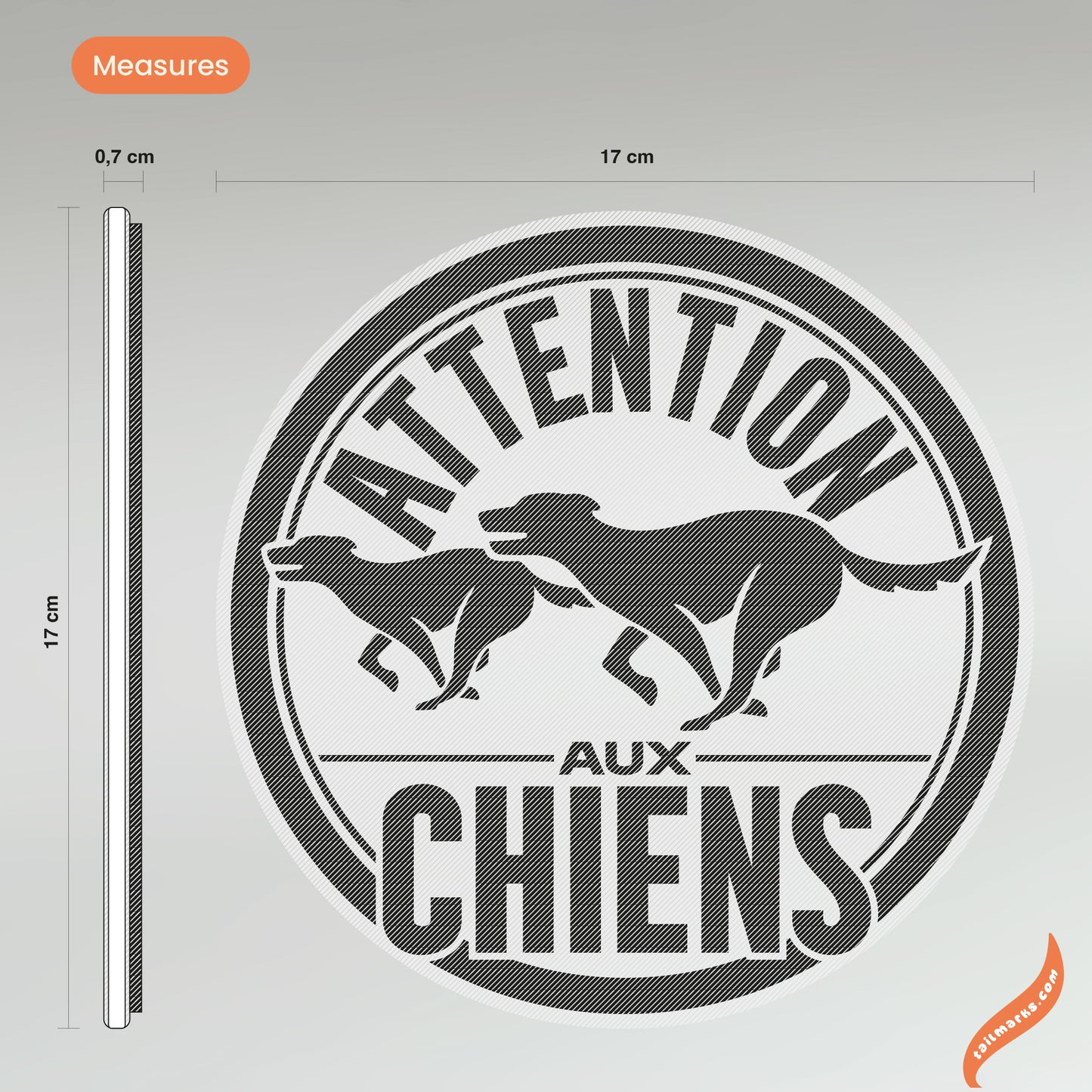 3D "Attention aux chiens" Sign in french — Outdoor use