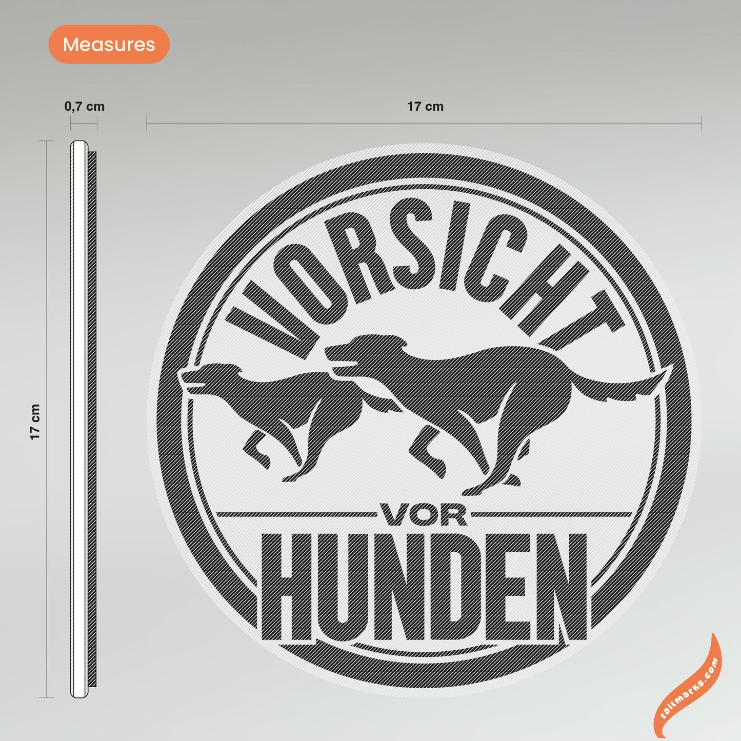 3D "Vorsicht vor Hunden" Sign in german — Outdoor use
