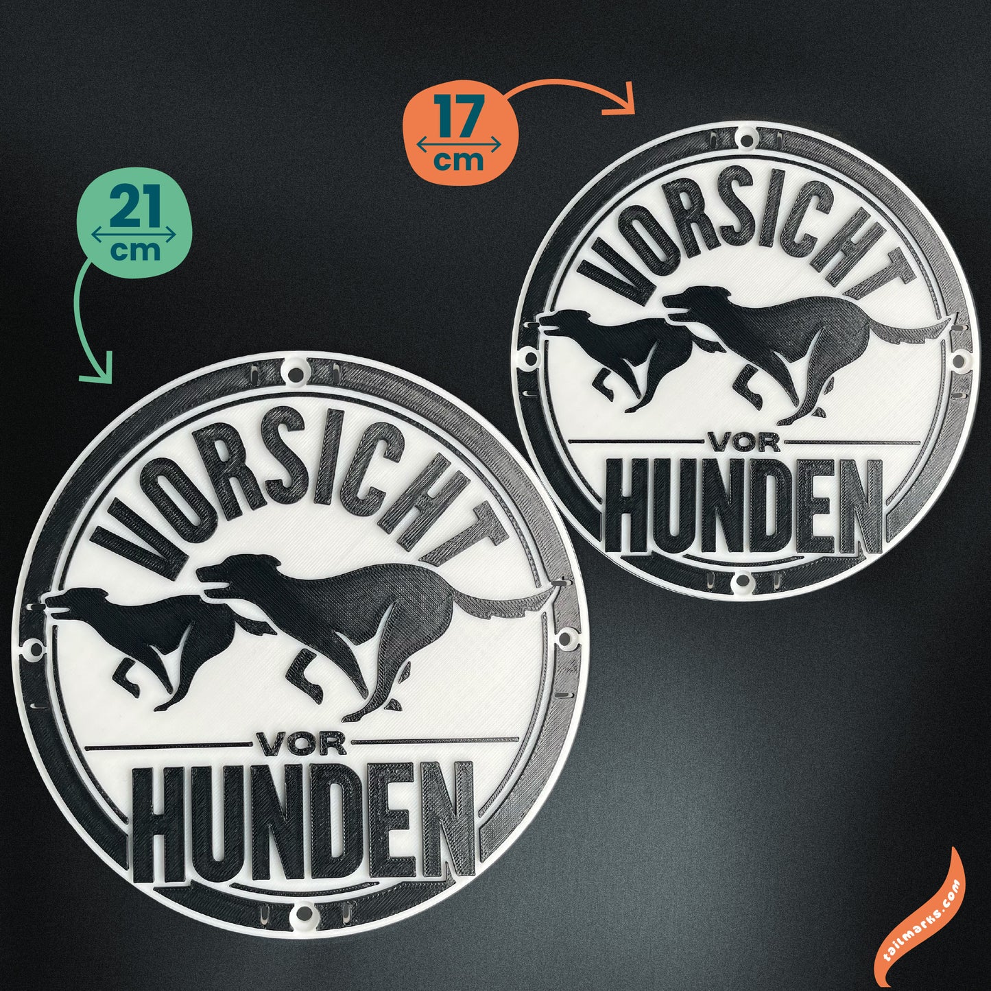 3D "Vorsicht vor Hunden" Sign in german — Outdoor use