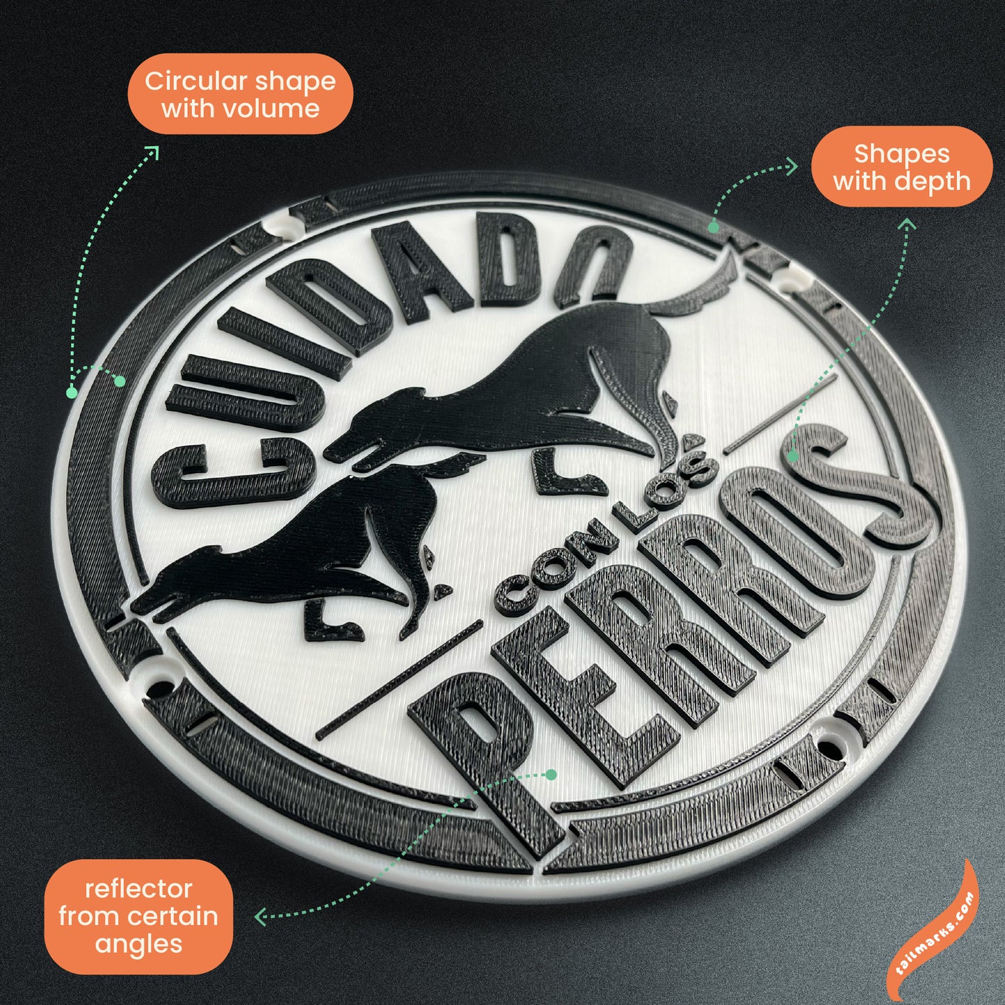 3D "Cuidado con los Perros" Sign in spanish — Outdoor use