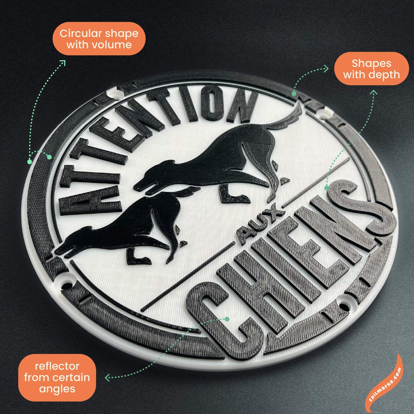 3D "Attention aux chiens" Sign in french — Outdoor use