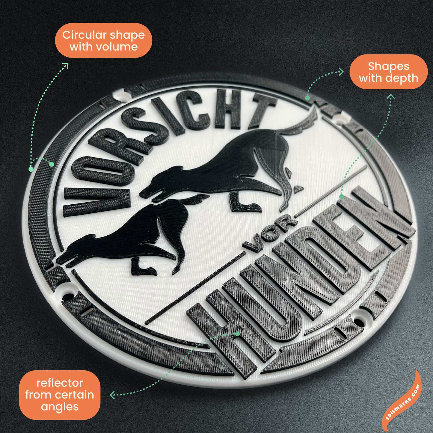 3D "Vorsicht vor Hunden" Sign in german — Outdoor use