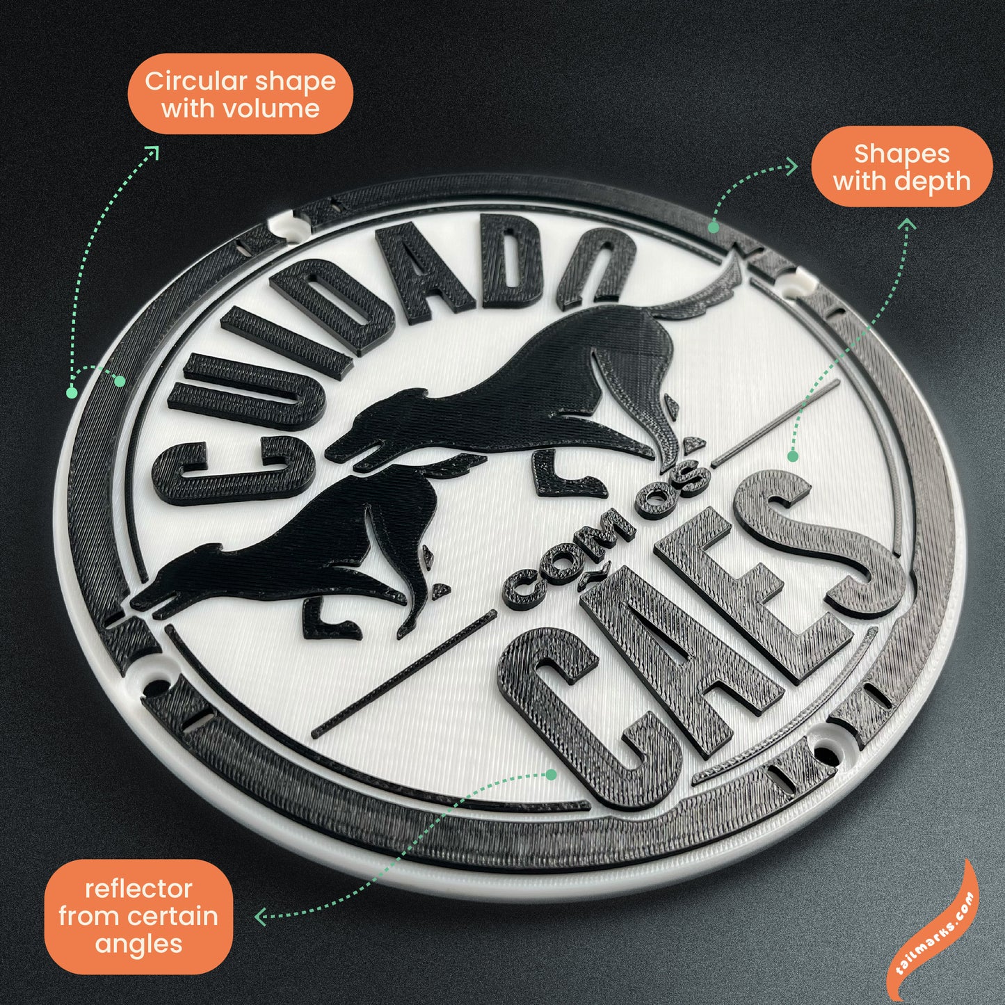 3D "Cuidado com os Cães" Sign in portuguese — Outdoor use