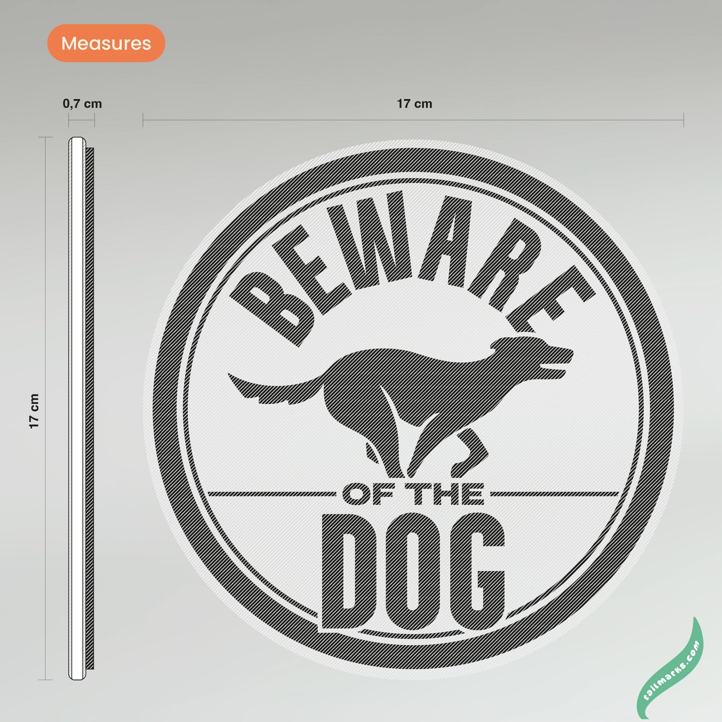 3D "Beware of the Dog" Sign in english — Outdoor use