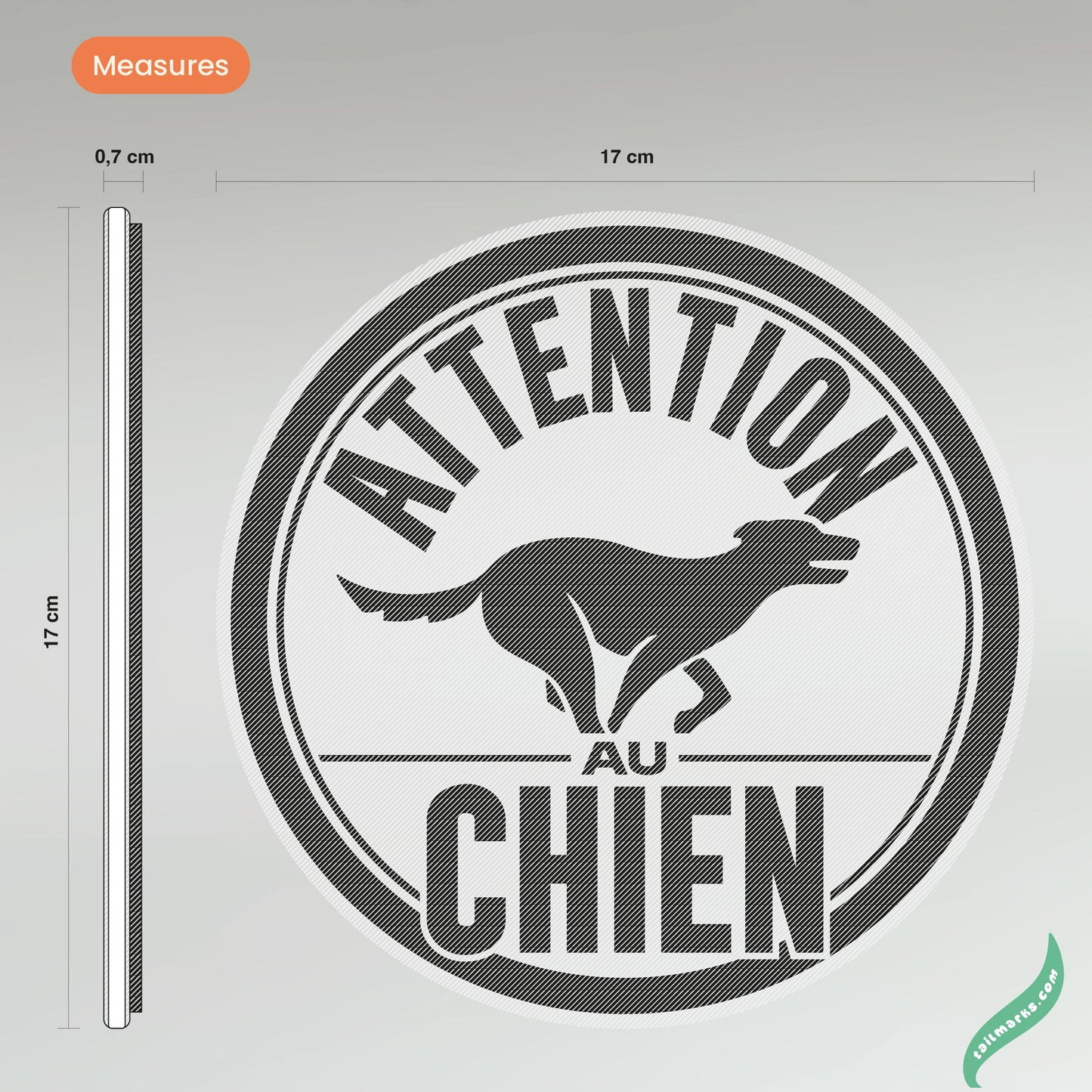 3D "Attention au chien" Sign in french — Outdoor use