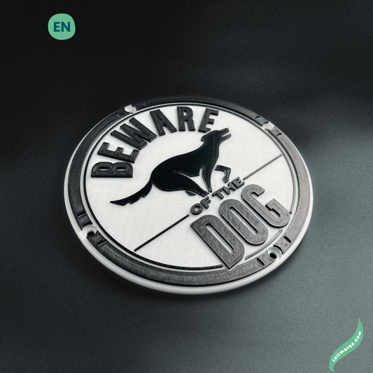 3D "Beware of the Dog" Sign in english — Outdoor use