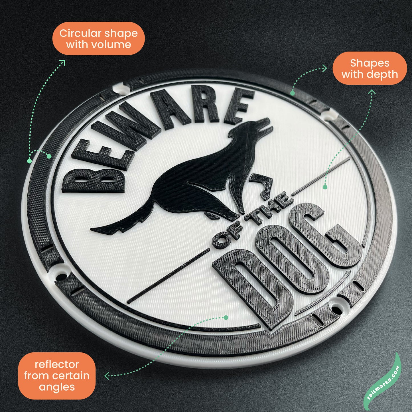 3D "Beware of the Dog" Sign in english — Outdoor use