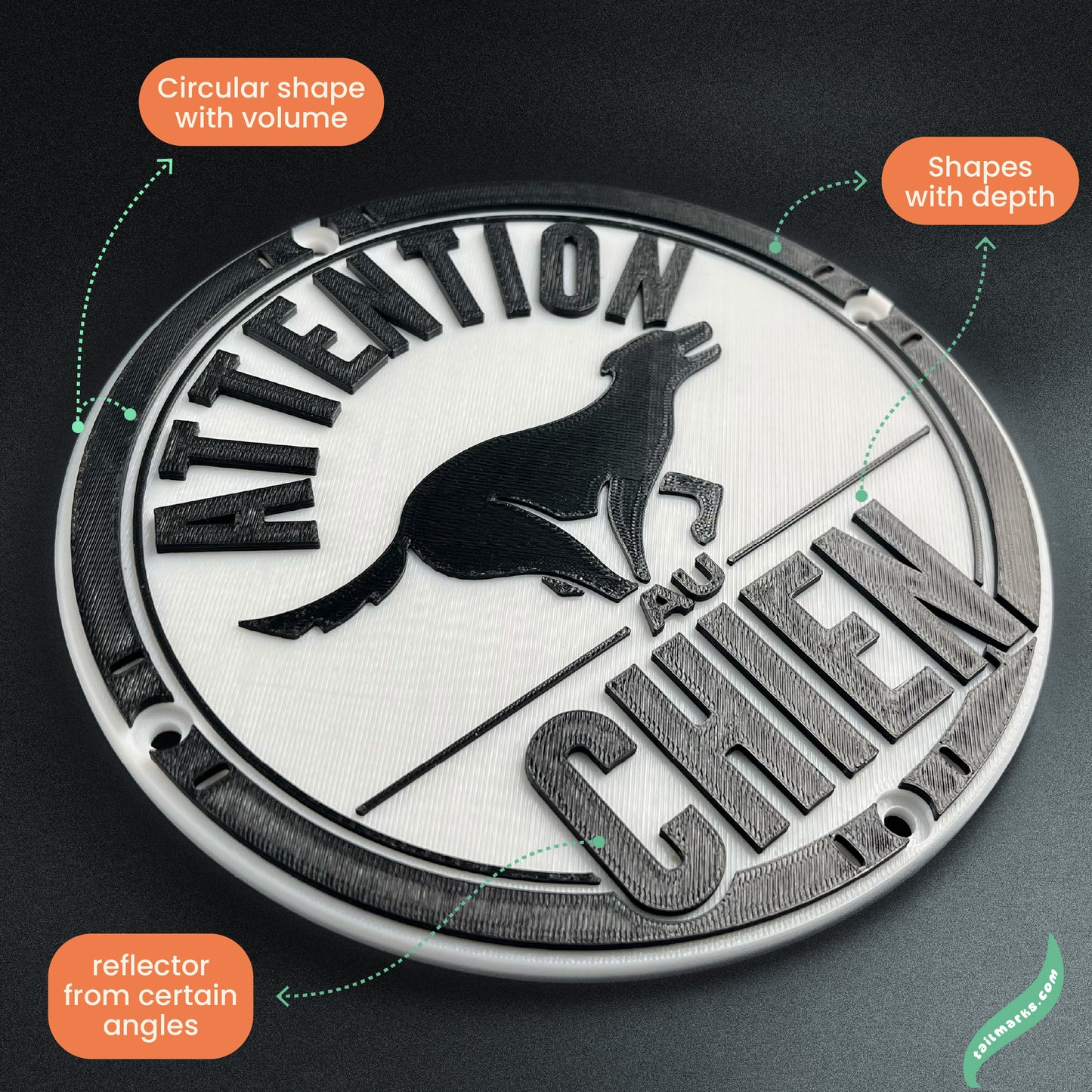 3D "Attention au chien" Sign in french — Outdoor use