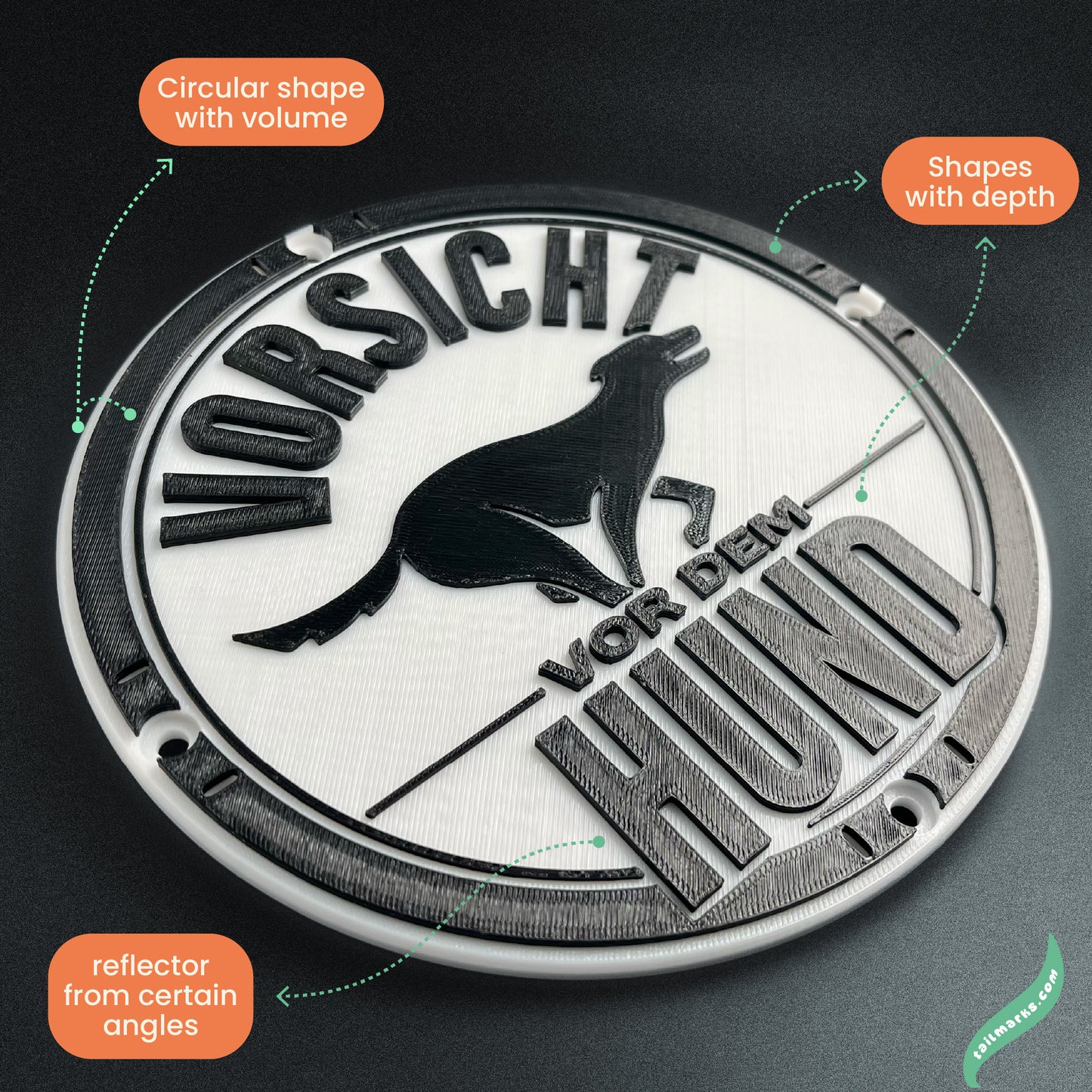 3D "Vorsicht vor dem Hund" Sign in german — Outdoor use