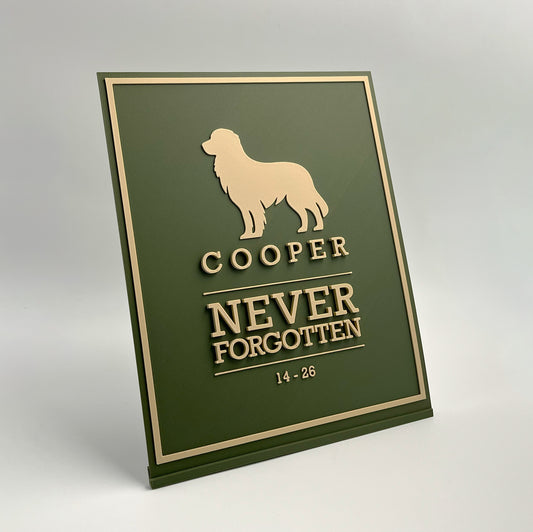 "Never Forgotten" Dog Memorial Plaque
