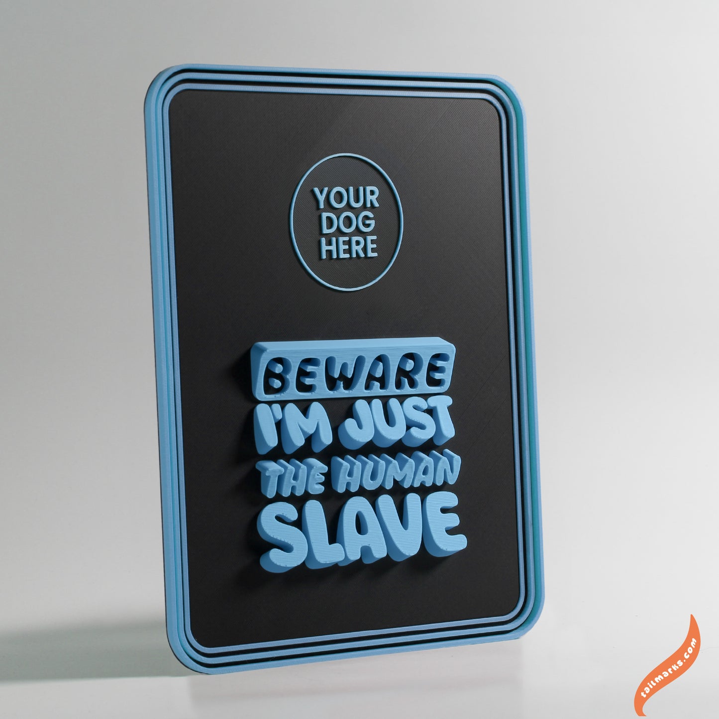 Personalised Dog Wall Decor "Beware — I'm Just the Human Slave" Framed in 3D