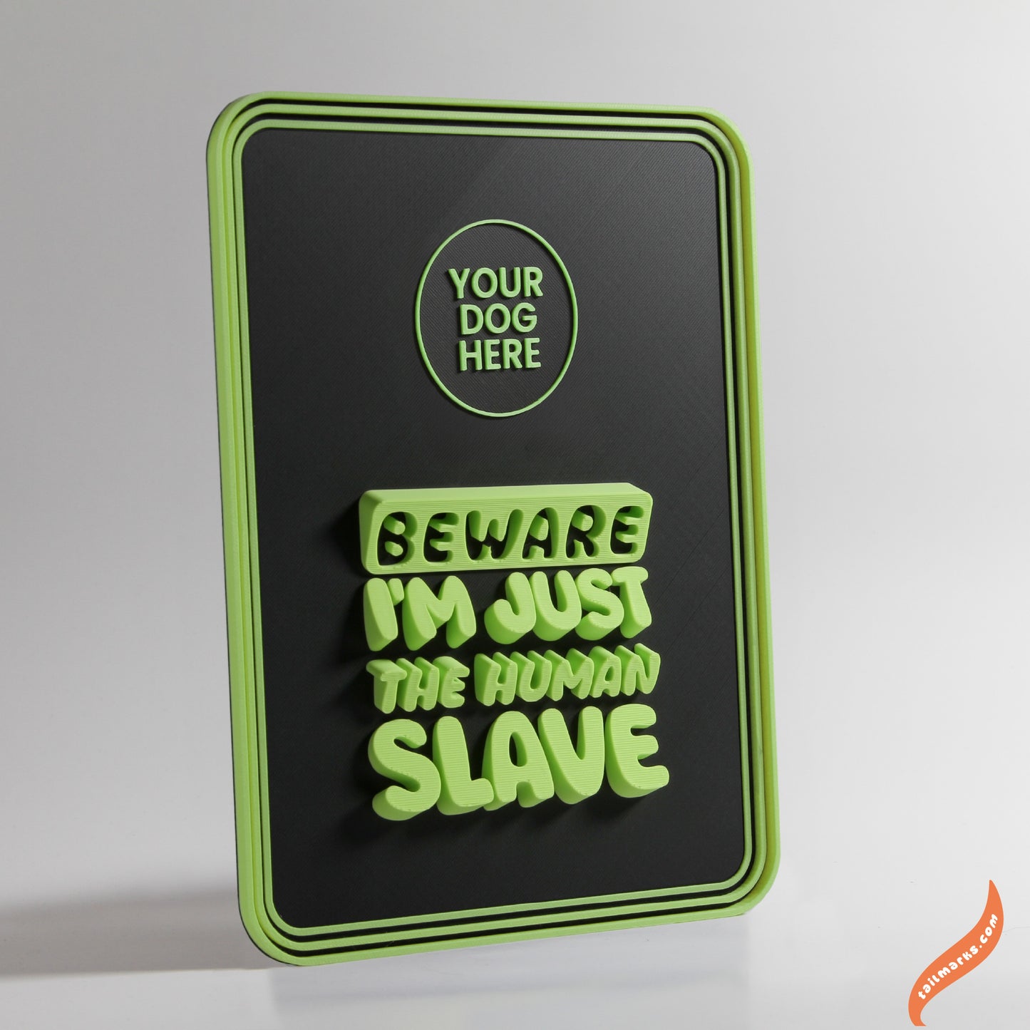 Personalised Dog Wall Decor "Beware — I'm Just the Human Slave" Framed in 3D