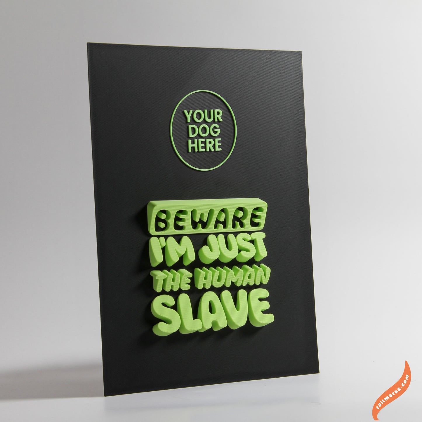 Personalised Dog Wall Decor "Beware — I'm Just the Human Slave" Framed in 3D