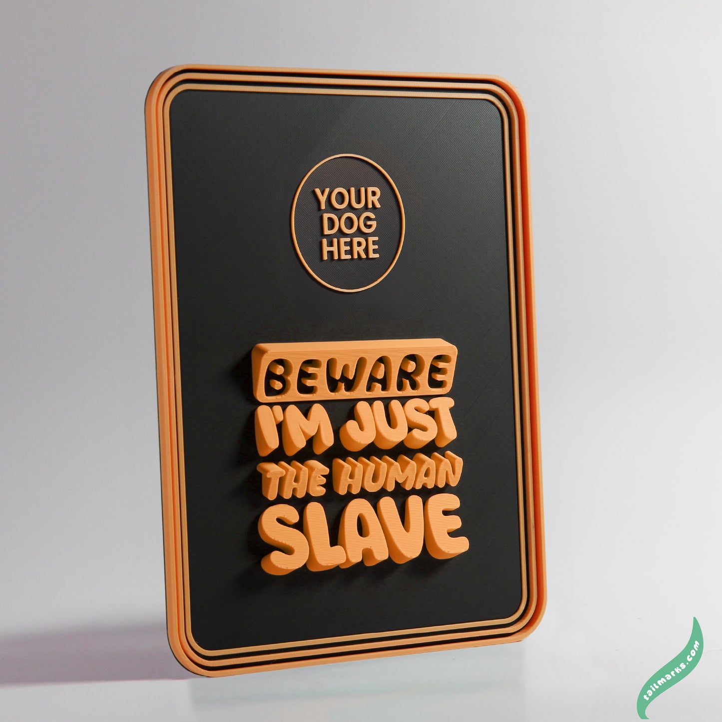Personalised Dog Wall Decor "Beware — I'm Just the Human Slave" Framed in 3D