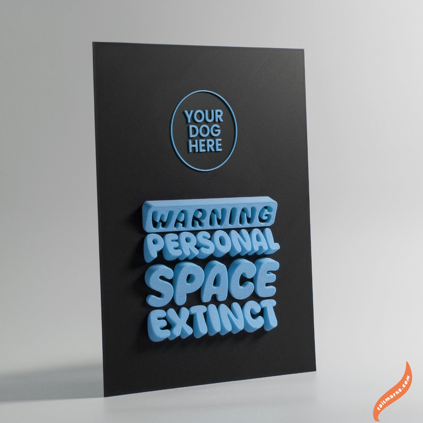 Personalised Dog Wall Decor "Warning — Personal Space Extinct" Framed in 3D